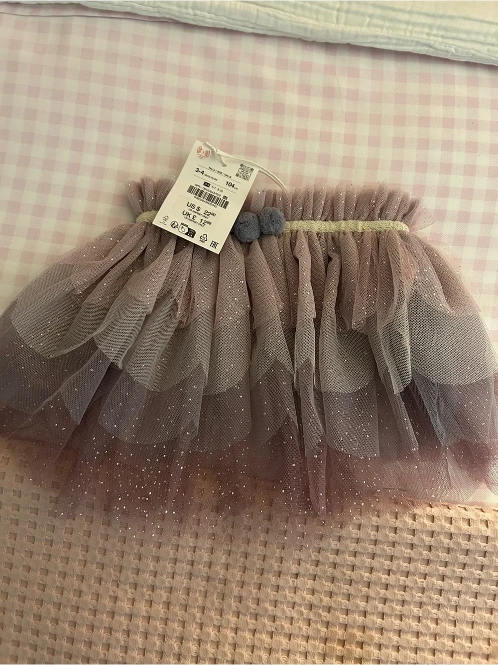 Zara Glitter Layered Tulle Skirt in Dusty Pink